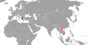 Mapa indicando localização da Grécia e do Vietnã.