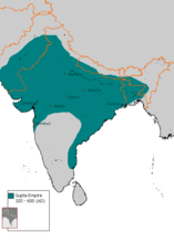 Pataliputra si kryeqytet i Perandorisë Gupta. Afërsisht shtrirja më e madhe e Perandorisë Gupta.