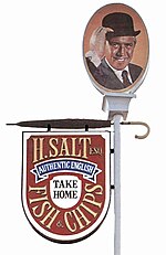 Thumbnail for File:H. Salt Fish &amp; Chips street sign, circa 1969.jpg