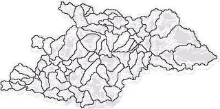 Mapa konturowa okręgu Marmarosz, w centrum znajduje się punkt z opisem „Botiza, cerkiew św. Paraskiewy”