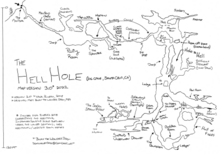 A map of the Hell Hole cave (as of 2022). Hell Hole cave Santa Cruz, map version 3.0 2022.tif