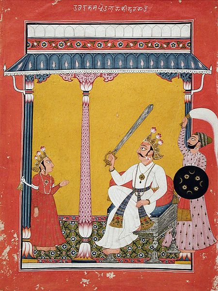 File:Hiranyakasipu About to Decapitate Prahlada, Folio from a Bhagavata Purana (Ancient Stories of the Lord) LACMA M.88.227.jpg