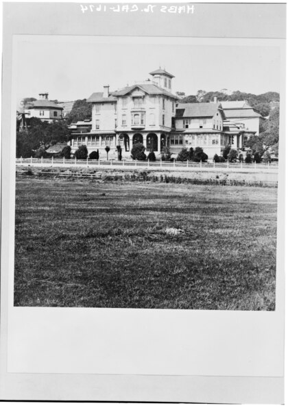 File:Historic American Buildings Survey Courtesy of California Historical Society San Francisco, California Photo- ca. 1880 SOUTH ELEVATION - Ralston Hall, Ralston Avenue, Belmont, San HABS CAL,41-BELM,1-2.tif