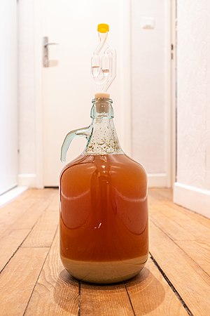 Fermentation in a demijohn with a S Sharped Bubbler