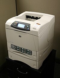 An HP LaserJet 4200dtns printer. Hp laserjet 4200dtns.jpg