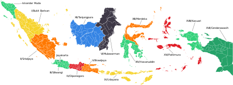 Military Regional Commands in Indonesia as of 2021 Indonesian Military Area Commands.svg