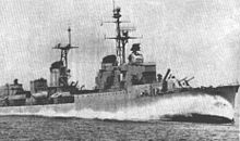 San Giorgio (ex-Pompeo Magno) after her post-war conversion to a large destroyer. Italian destroyer San Giorgio (D562) c1956.jpg