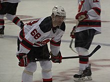 Jaromir Jagr during the 2013-14 season. Jagr led the Devils in scoring during that season. Jaromir Jagr (10164695566).jpg