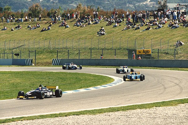 Jason Watt driving for Den Blå Avis (Super Nova Racing) during the Formula 3000 race at the Circuit de Catalunya in 1998.