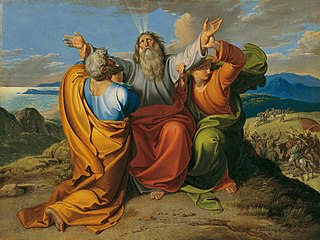 Der betende Moses mit Aaron und Hur auf dem Berge Horeb
