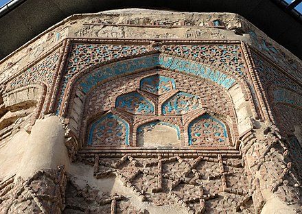 Combination of brickwork and tile decoration on the Gonbad-e Kabud Tomb in Maragha (1196–1197)[30]