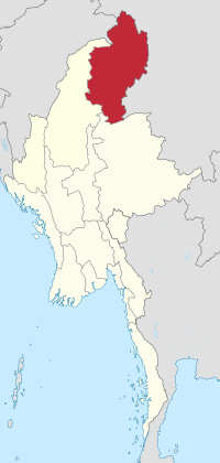 Locatie van de staat Kachin in Myanmar