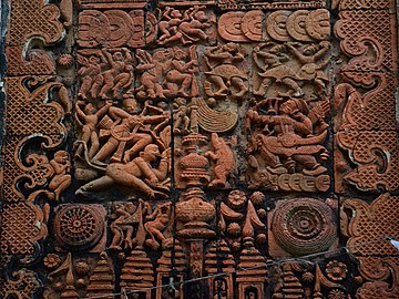 Ramayana war depicted on a terracotta relief of a temple at Sitahati.