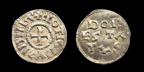 Carolingian denier of Lothair I, struck in Dorestad (Middle Francia) after 850