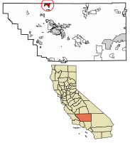 Localização de Delano em Kern County, Califórnia.