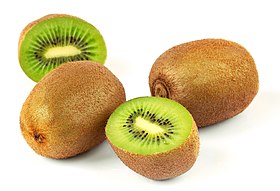 Fruto de Actinidia deliciosa, conhecido por kiwi