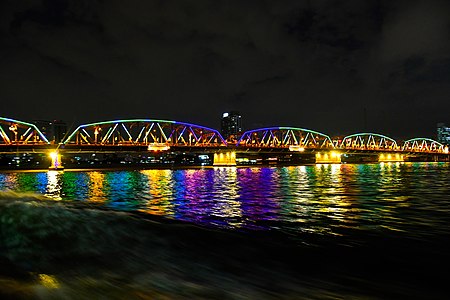 Krung Thon Bridge at night