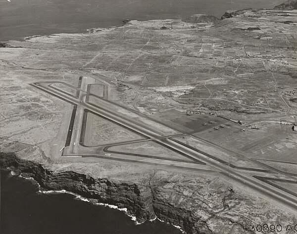 Aerial view of the airport, shortly after construction 1946