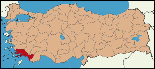 Localização da província de Muğla na Turquia