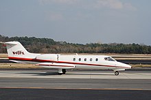 The Learjet 35A. Learjet 35A taxiing.jpg