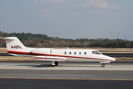 Learjet 35A taxiing