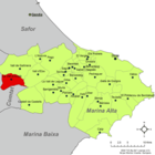 Locatie van de gemeente Val de Alcala op de kaart van de provincie