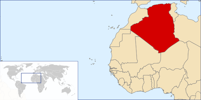 Vị trí của Algérie  ở Bắc Phi.