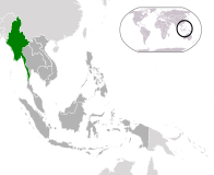 Карта, показывающая месторасположение Мьянмы