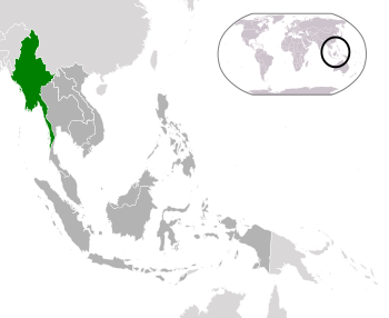 Location of Myanmar (green) in ASEAN (dark grey)  –  [Legend]