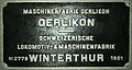 Typenschild für eine akkumulatorbetriebene MFO-Rangierlok – sog. Traktor (1921)