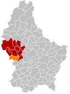 Location of Beckerich in the Grand Duchy of Luxembourg
