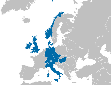 The countries of the Starmap Mobile Alliance, as of 2007 Map Starmap Mobile Alliance.svg