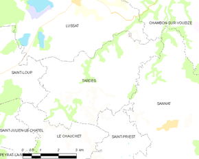 Poziția localității Tardes