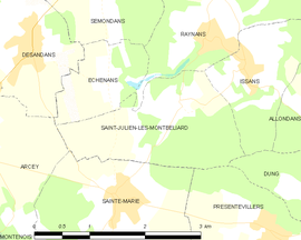 Mapa obce Saint-Julien-lès-Montbéliard