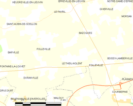 Mapa obce Folleville