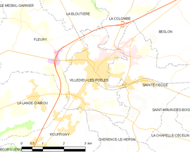 Mapa obce Villedieu-les-Poêles