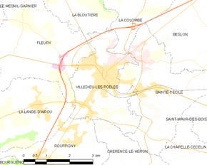 Poziția localității Villedieu-les-Poêles