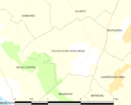 Mapa obce Foucaucourt-Hors-Nesle