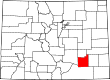 Harta statului Colorado indicând comitatul Otero