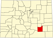 Location of Otero County in Colorado Map of Colorado highlighting Otero County.svg