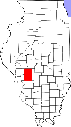 map of Illinois highlighting Macoupin County