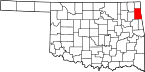 Map of Oklahoma highlighting Delaware County.svg