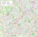 Map of The Wednesbury to Brierley Hill Tram Extension