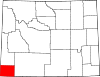 Harta statului Wyoming indicând comitatul Uinta