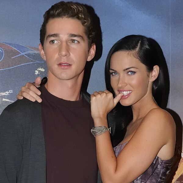 LaBeouf with co-star Megan Fox at the Transformers press conference in Paris in June 2009