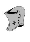 Rytířské nebo turnajové přilby se také někdy nosí, ale jsou vzácnější.  Jsou jedinou alternativou přijatou Radou pro heraldiku a vexilologii k přilbě s mříží.[21]