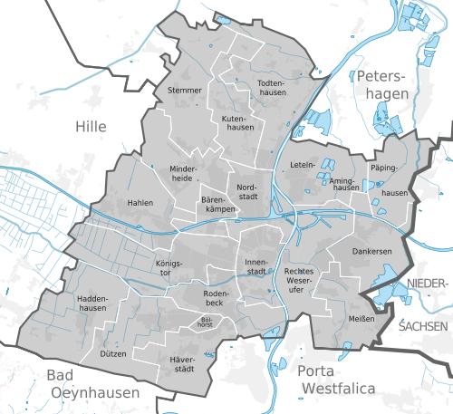 City districts of Minden (Westphalia)