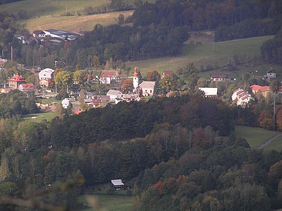 Mníšek et Oldřichov : vue aérienne.