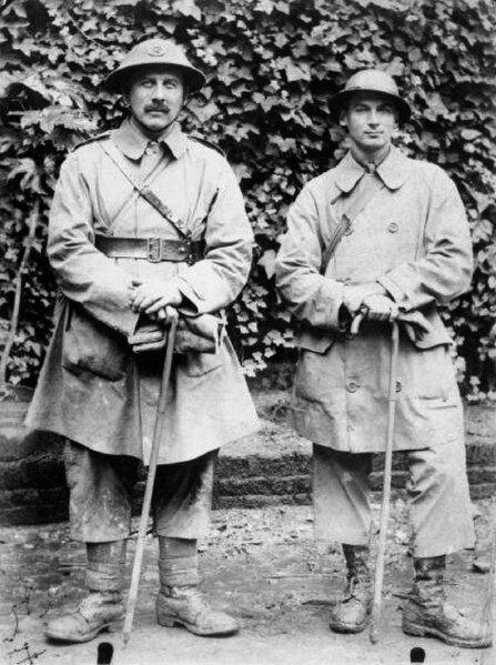 Captain Bernard Montgomery (right) with Brigadier-General J. W. Sandilands, commander of the 104th Brigade, 35th Division. Montgomery served as brigad