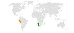 Map indicating locations of Namibia and Peru